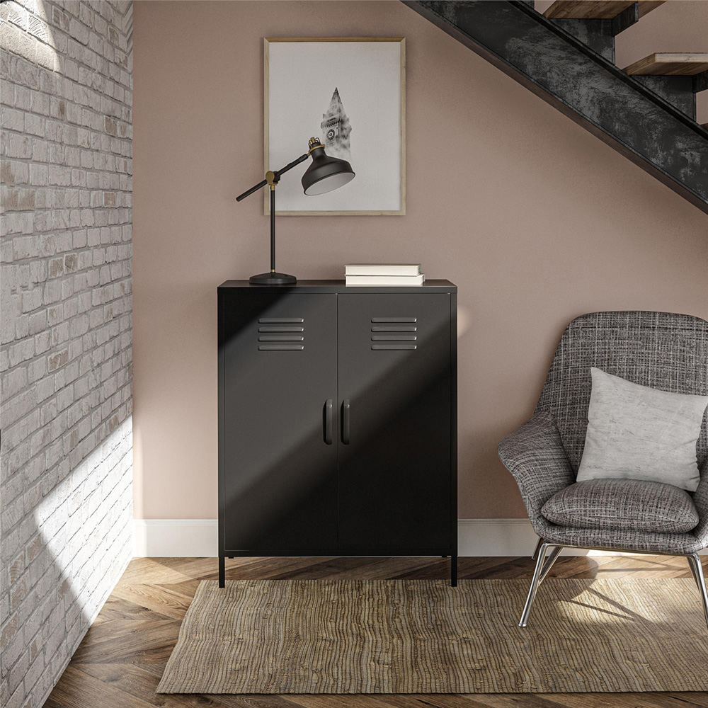 Dorel Mission District 2 Door Black Freestanding Storage Cabinet Image 7