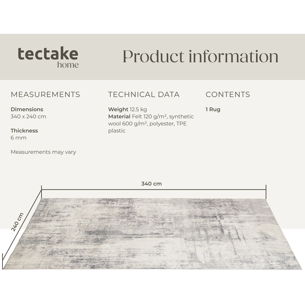 tectake Nadira Black and Beige Abstract Pattern Non-Slip Rug 340 x 240cm Image 8