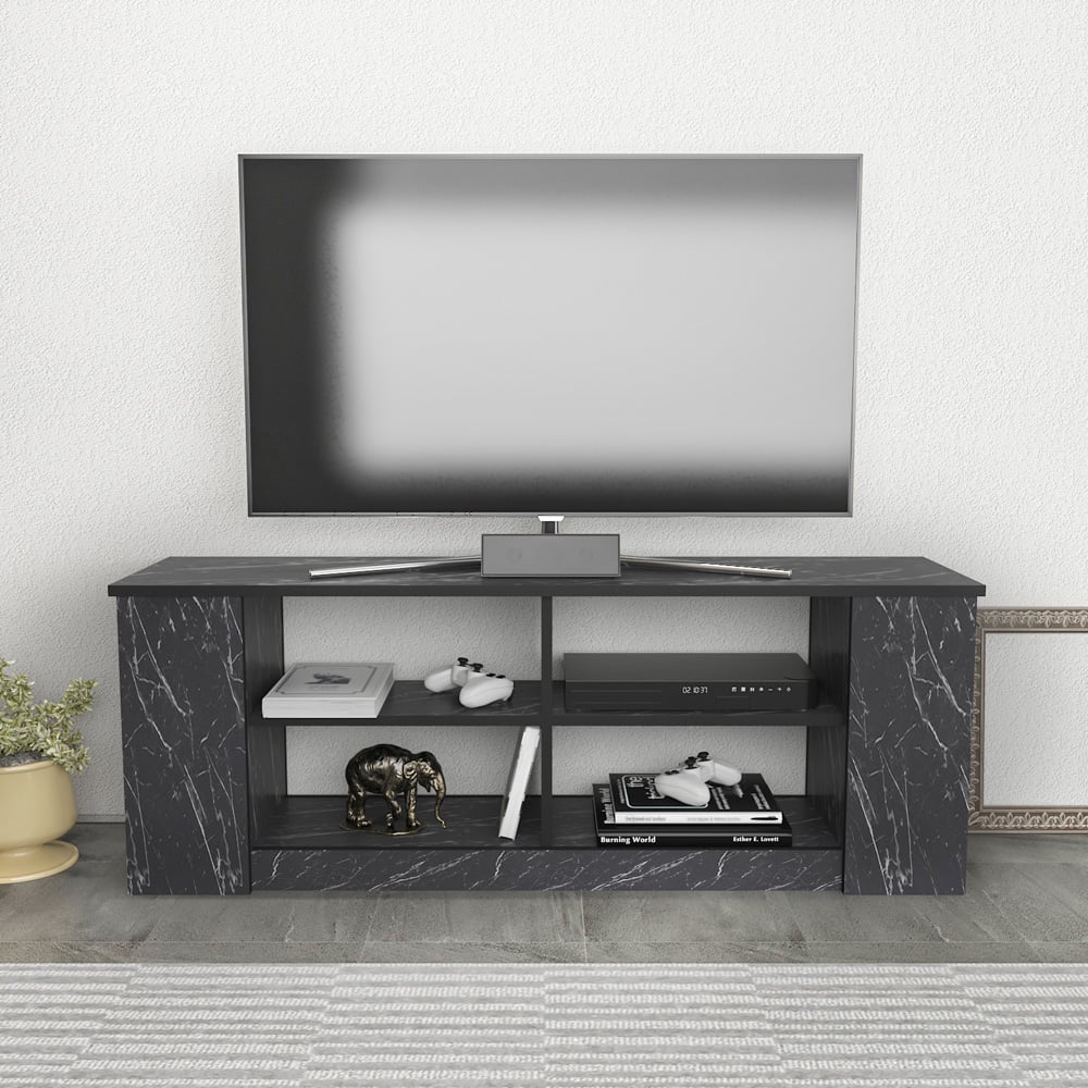 Decorotika Space 8 Shelf Black Marble Effect TV Unit Image 5