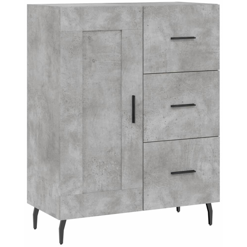 vidaXL Single Door 3 Drawer 3 Shelf Concrete Grey Highboard Image 7