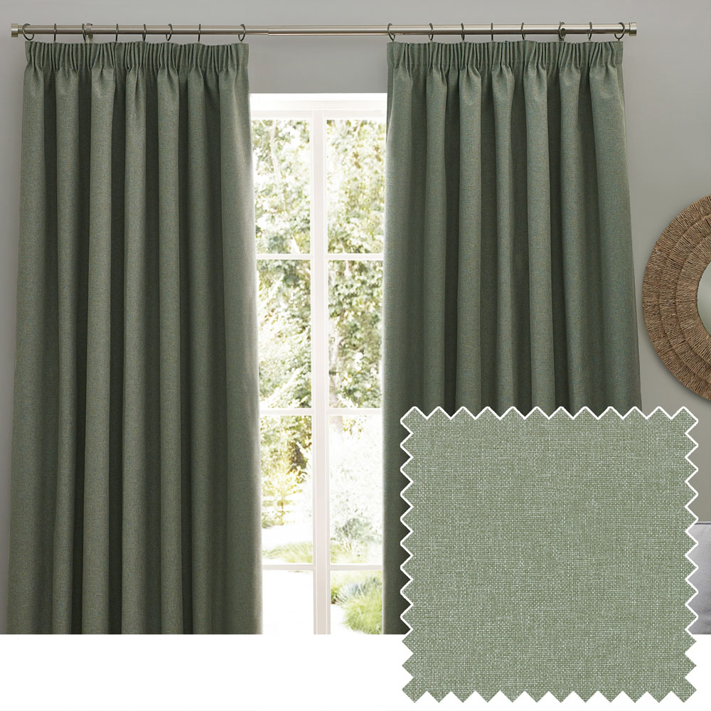 furn. Dawn Eucalyptus Blackout Pencil Pleat Curtains 117 x 183cm Image 5
