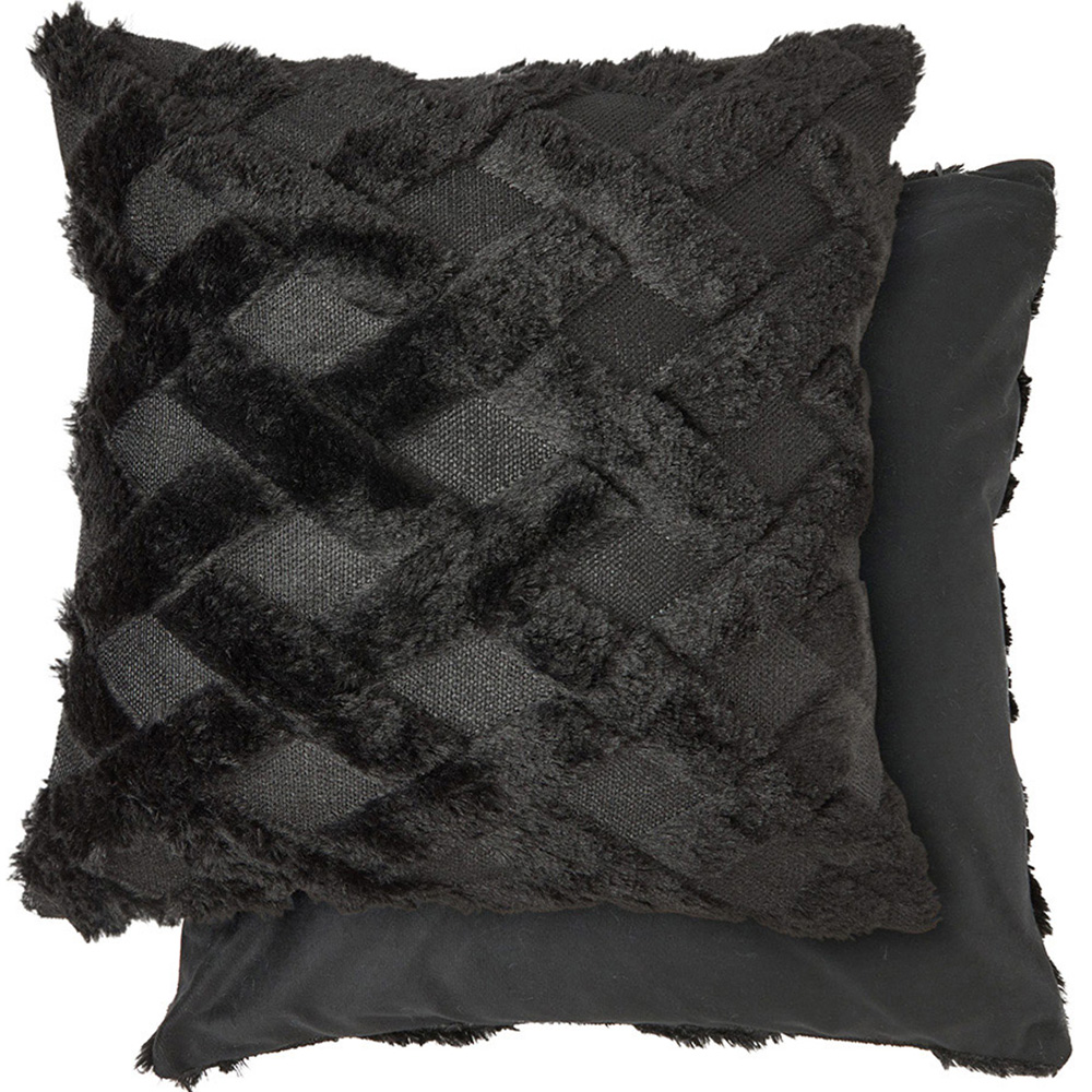 Serene Newton Cross Hatch Black Soft Touch Cushion Cover Image