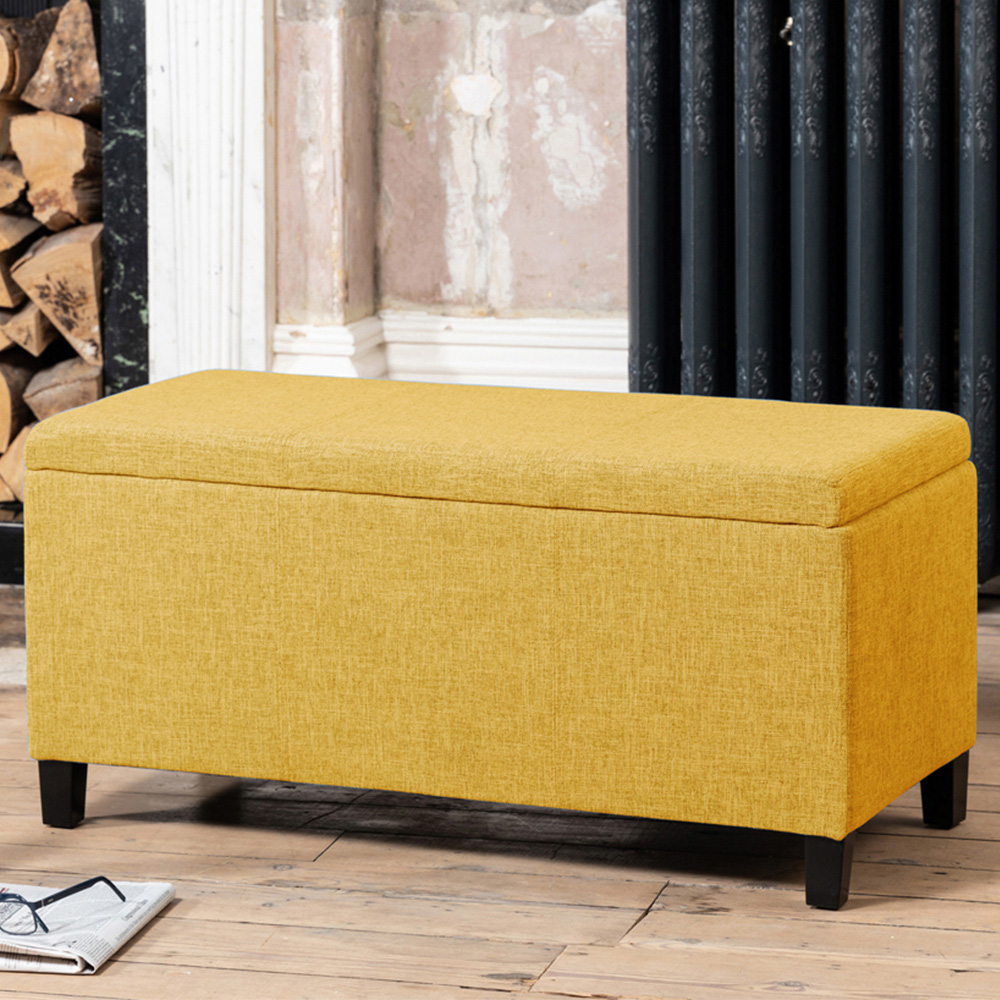 Artemis Home Henbury Yellow Fabric Storage Ottoman Image 1