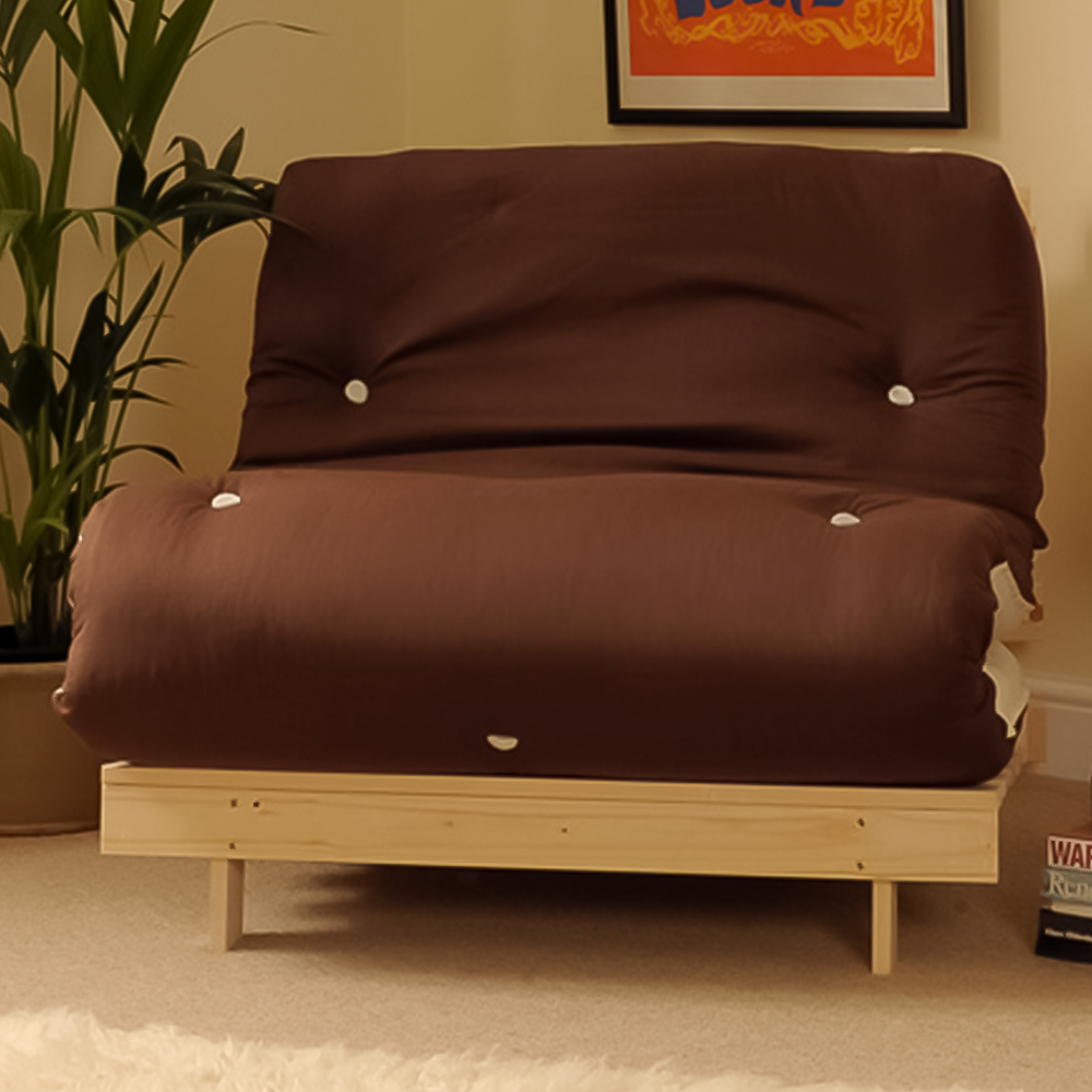 Brooklyn Small Single Sleeper Chocolate Cream Futon Base and Mattress Image 1