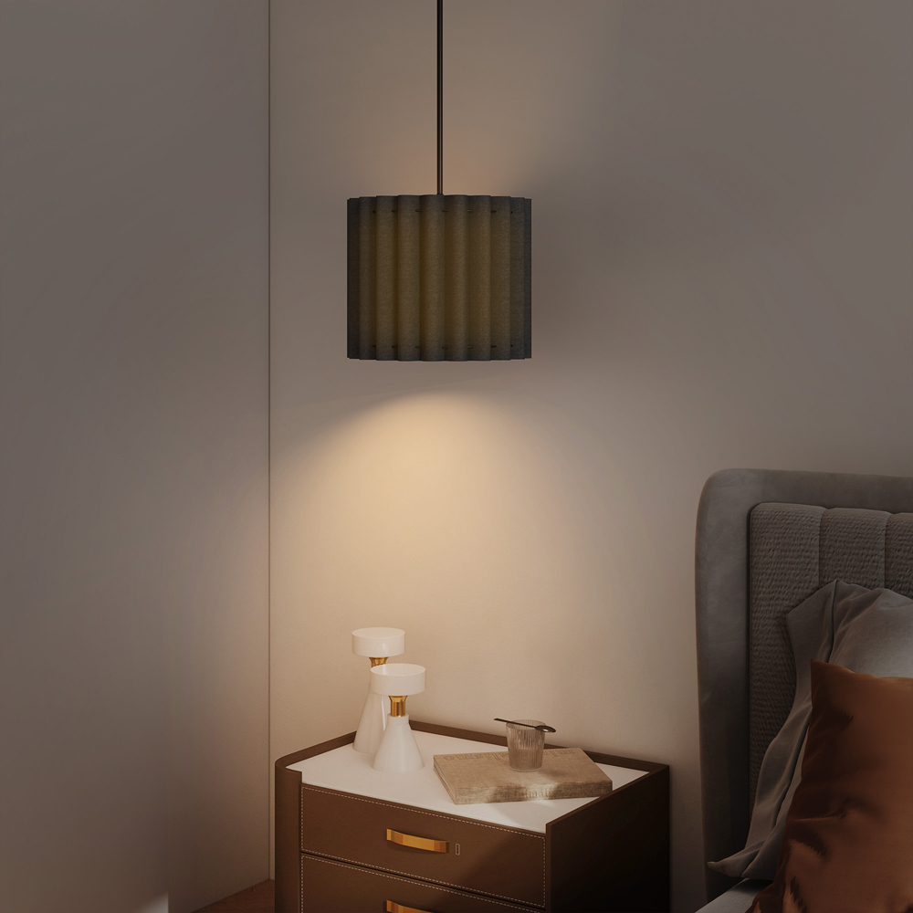 Portland Black Wave Linen Textured Shade Ceiling Lamp 178cm Image 4