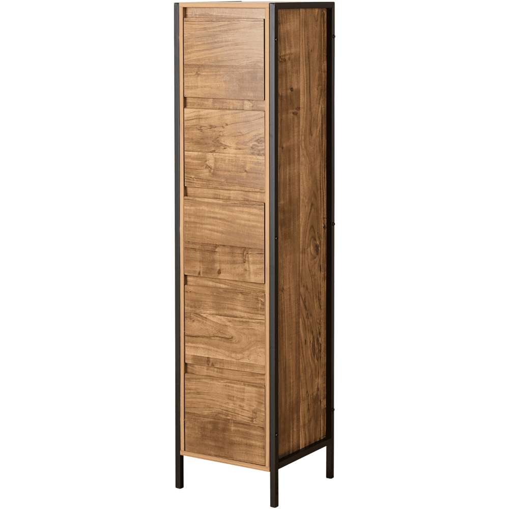 Home Source Locastra 5 Drawer Oak and Black Tall Floor Storage Cabinet Image 2