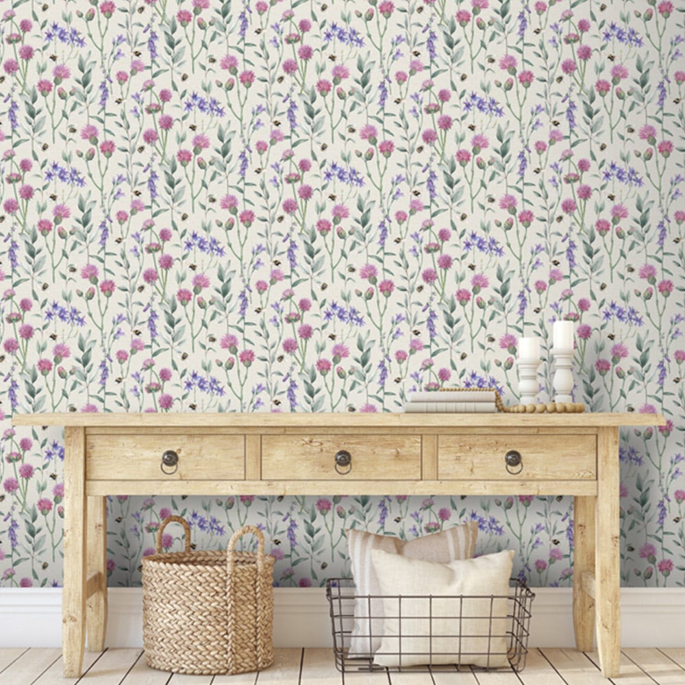 Arthouse Bumblebee Meadow Neutral Wallpaper Image 4