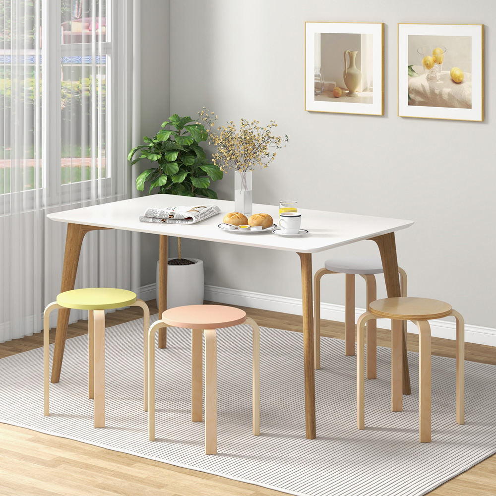 Costway Multicolour Bentwood Stackable Round Bar Stool Set of 4 Image 4