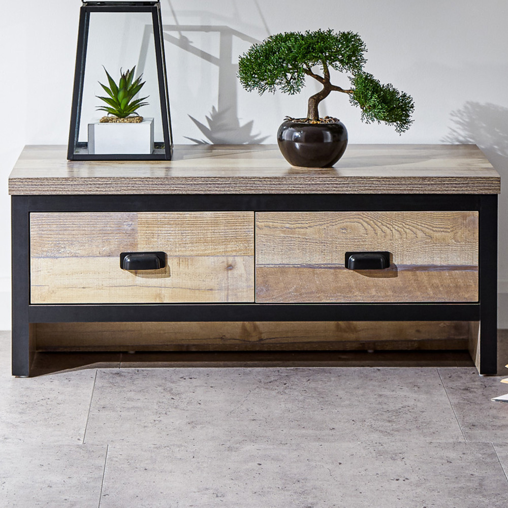 GFW Boston 2 Drawer Oak Coffee Table Image 1