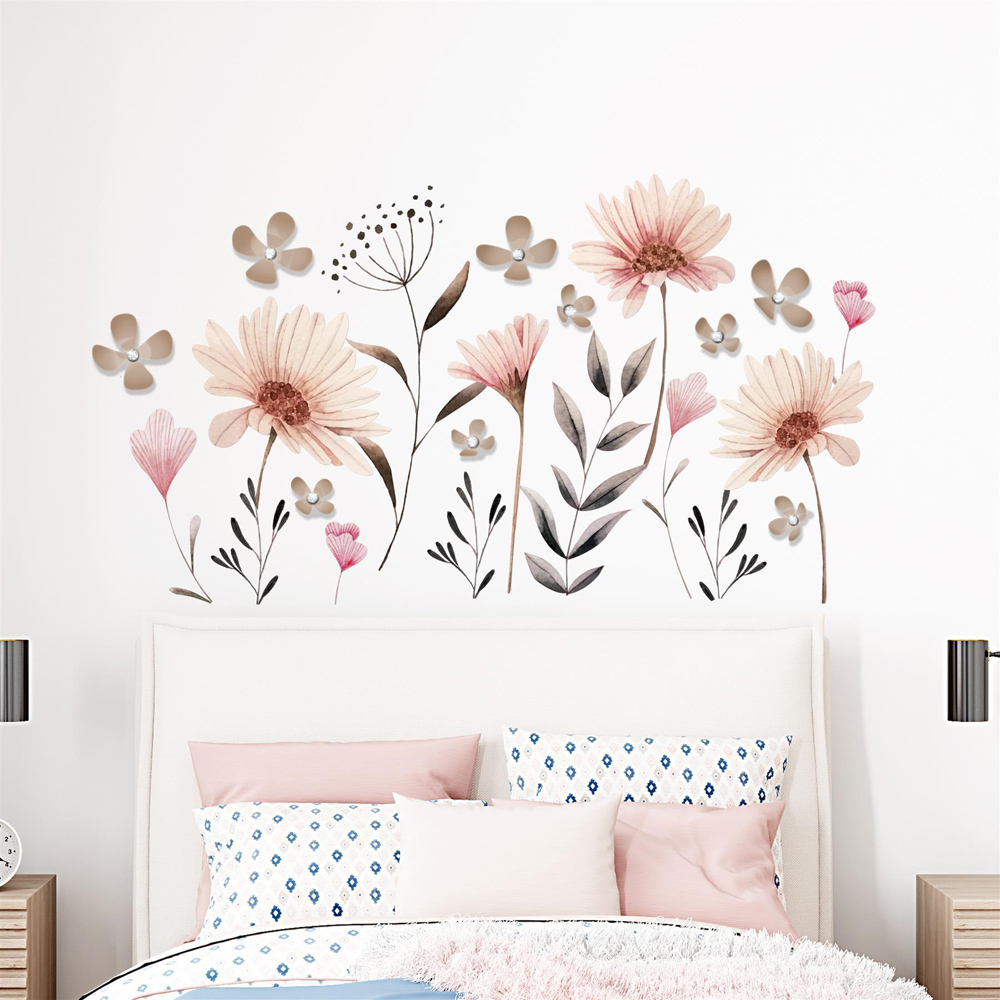 Walplus Flower Theme 3D Crystal Flowers Brown Self Adhesive Wall Stickers Image 1