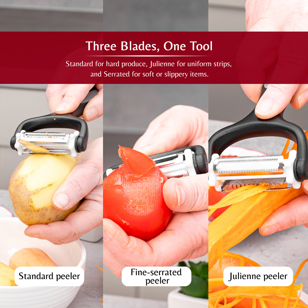 Innoteck Essentials 3-in-1 Black and Grey Stainless Steel Peeler Image 4