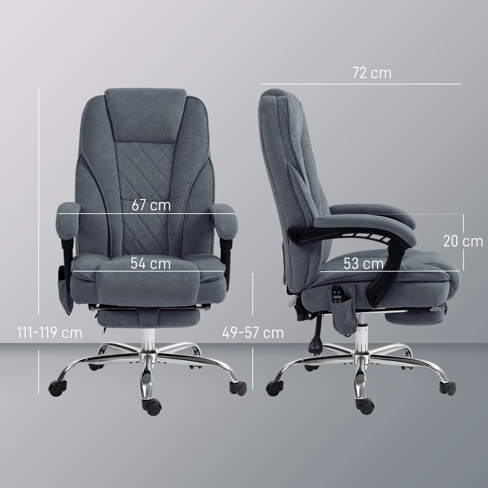 Vinsetto Dark Grey Heated Reclining Massage Office Chair Image 9