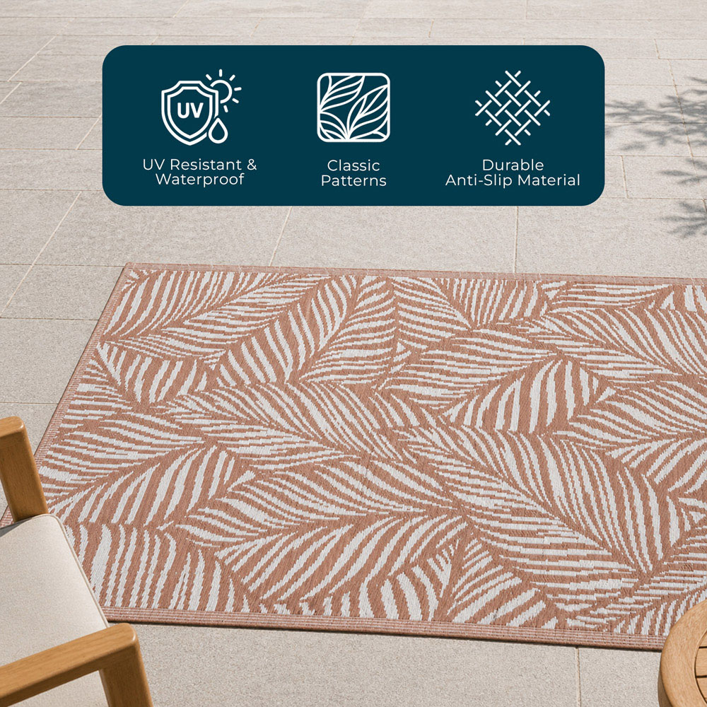 Jack Stonehouse Rust Red Leaf Waterproof Anti-Slip Outdoor Rug 120 x 180cm Image 3