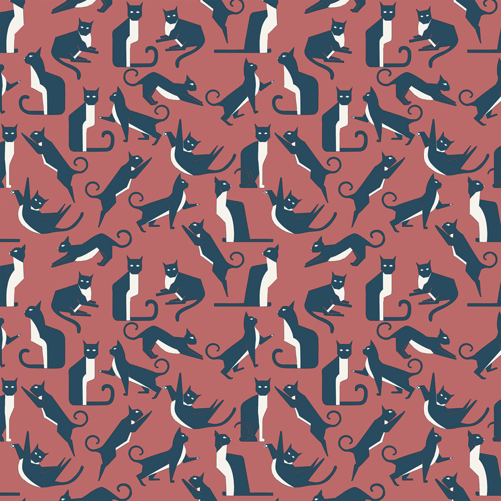 furn. Geo Cats Abstract Pink Matte Wallpaper Image 1