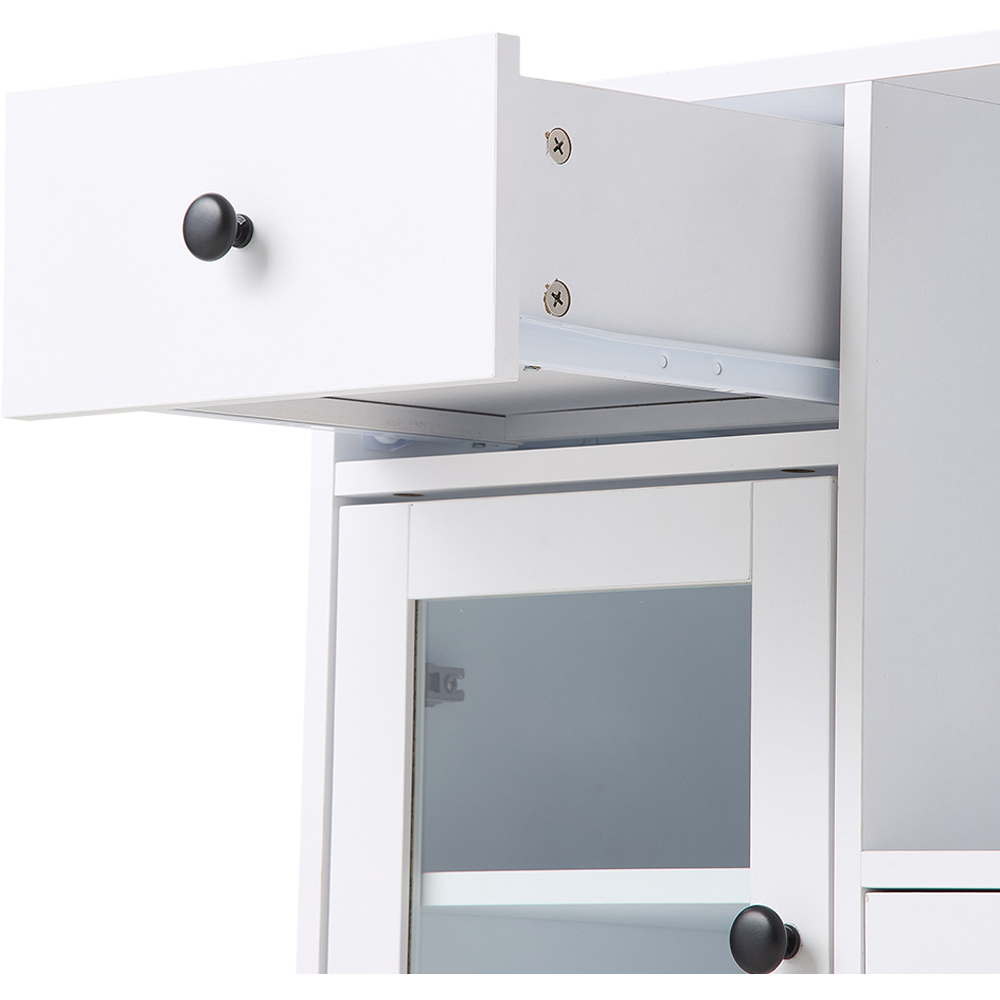 Living and Home 3 Door Single Drawer Single Shelf White Wooden Storage Cabinet Image 5