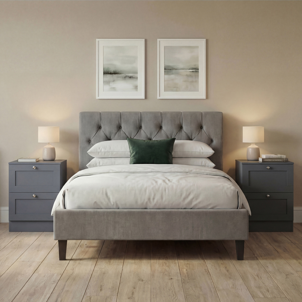 VIDA DESIGNS Altino 2 Drawer Grey Shaker-Style Bedside Chest Set of 2 Image 4