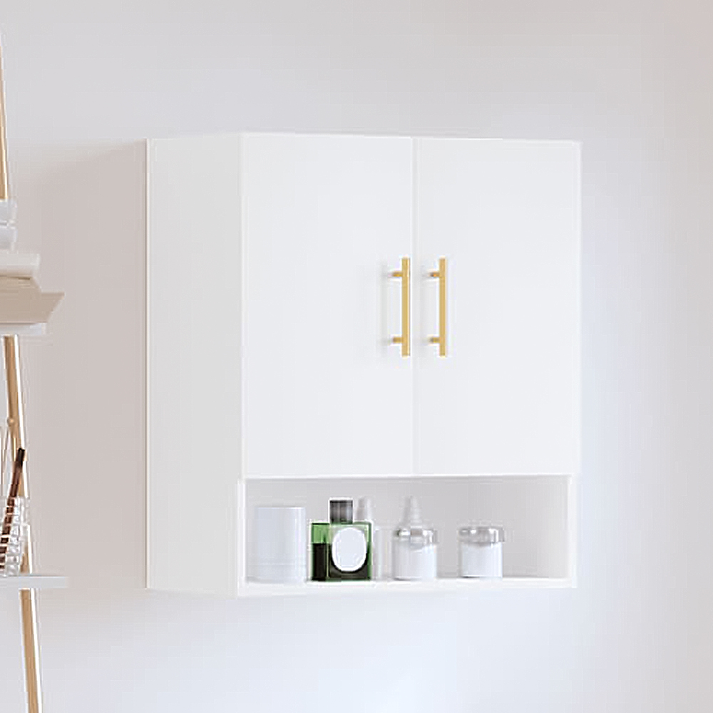 vidaXL 2 Door Single Shelf White Wall Cabinet Image 1