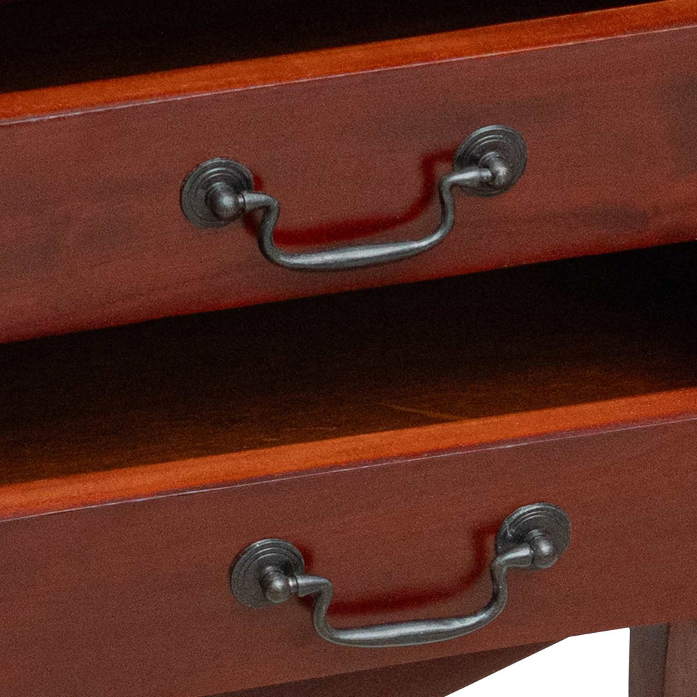 vidaXL 2 Drawer Dark Brown Solid Mahogany Wood Side Table Image 8