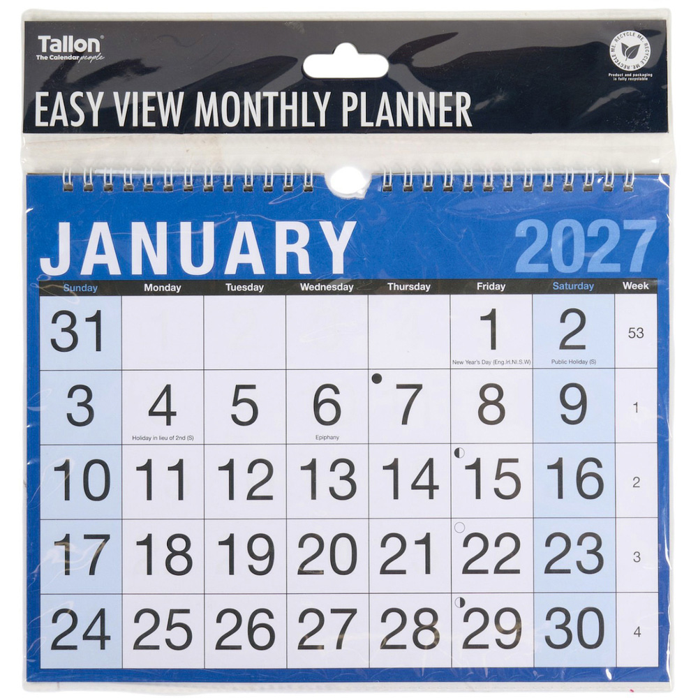 2027 Navy Easy View Monthly Planner Image 2