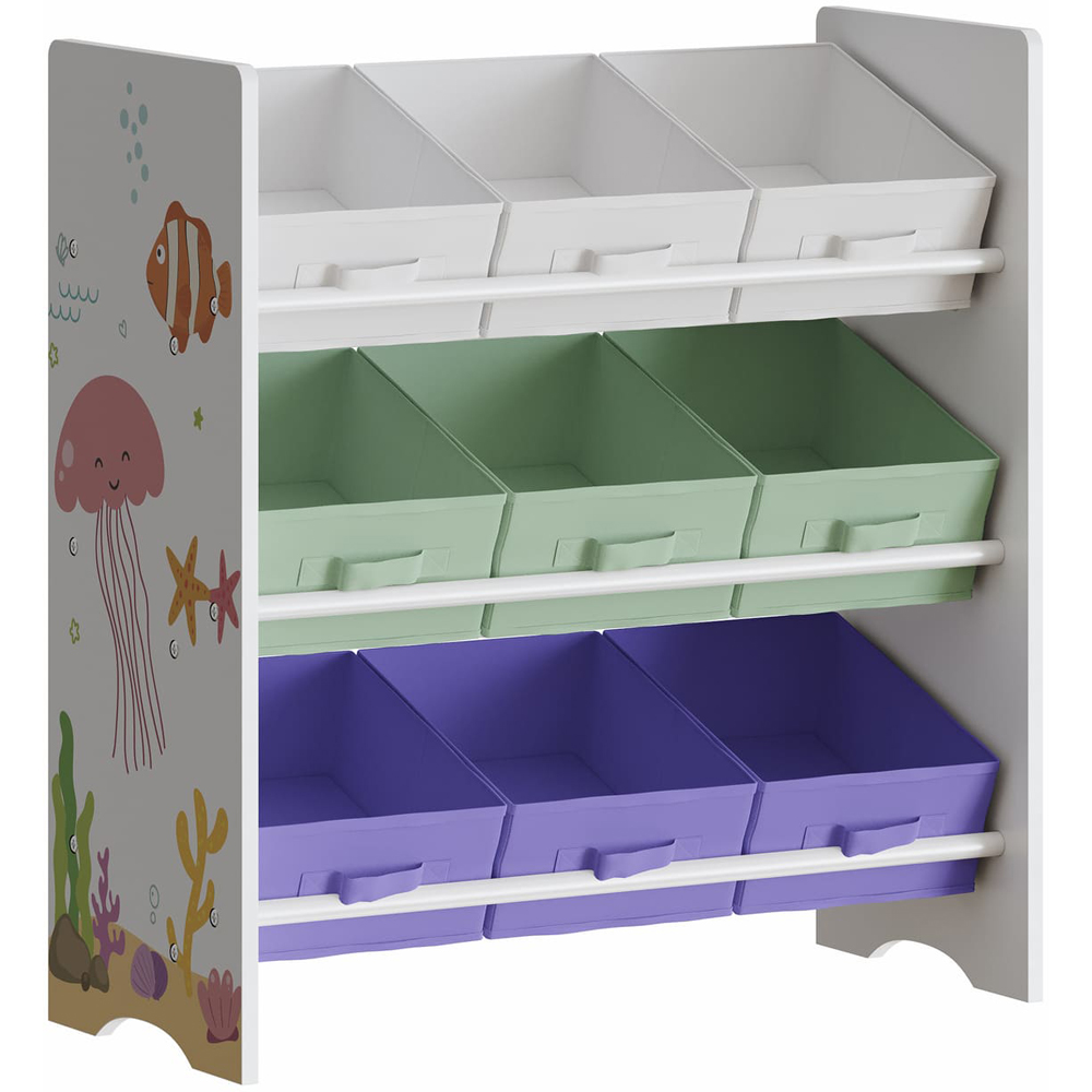 Home Source Anya 9 Fabric Drawer Multicolour Sealife Animal Kids Toy Organiser Image 2