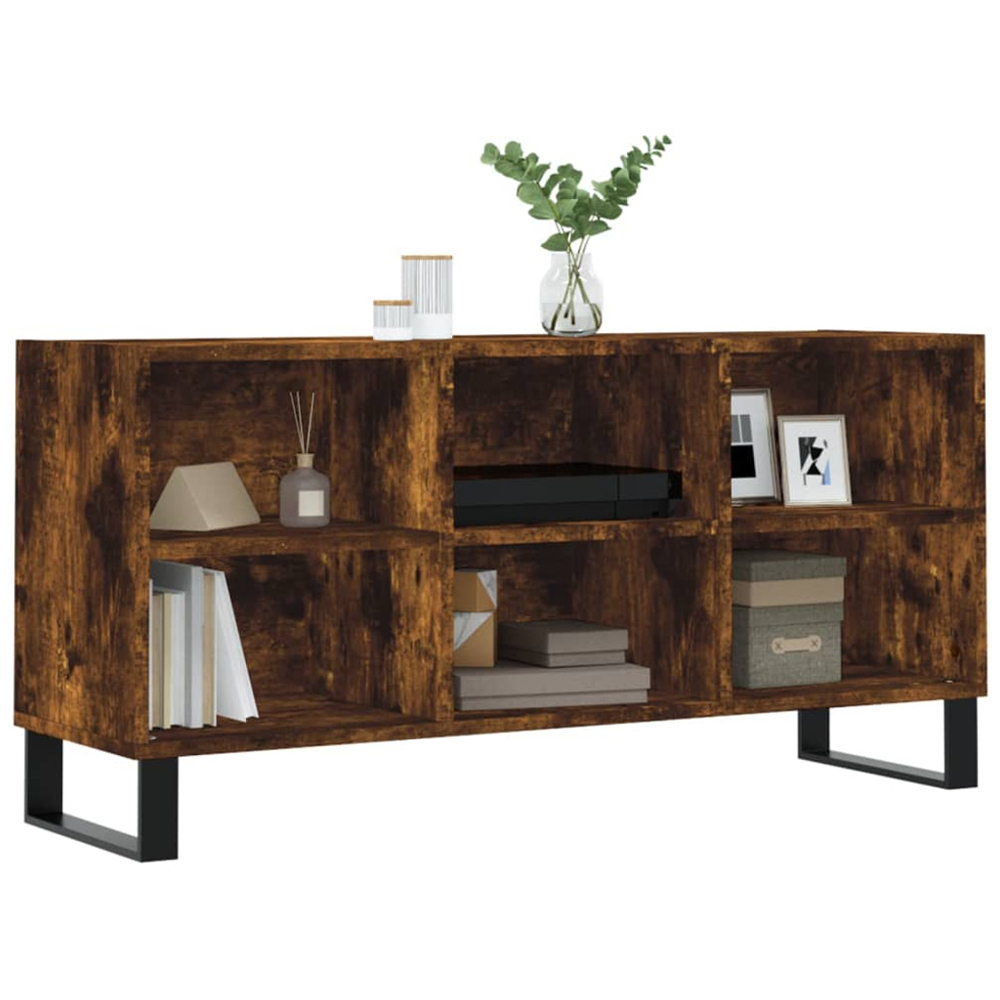 vidaXL 6 Shelf Smoked Oak TV Cabinet Image 3