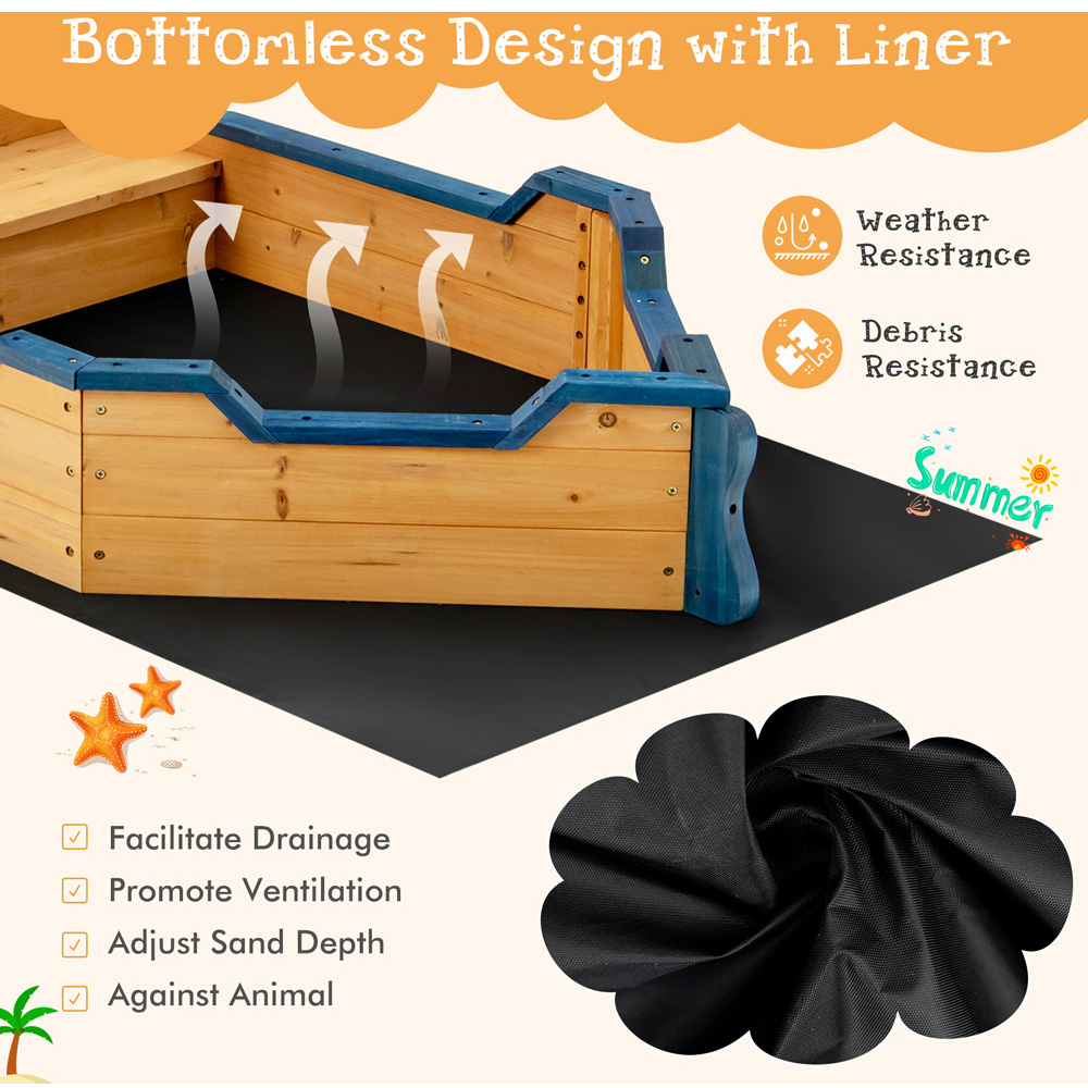 Costway Wooden Pirate Sandboat Image 6