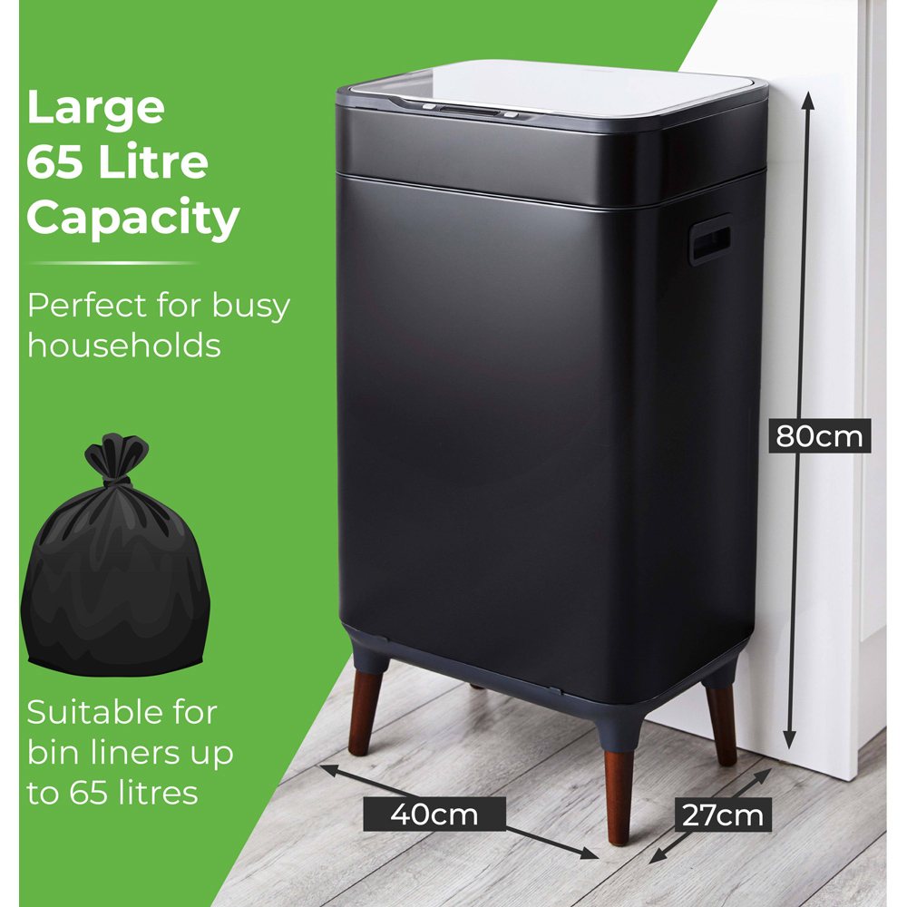 Tower Ozone Filter Black Stainless Steel Sensor Bin 65L Image 9