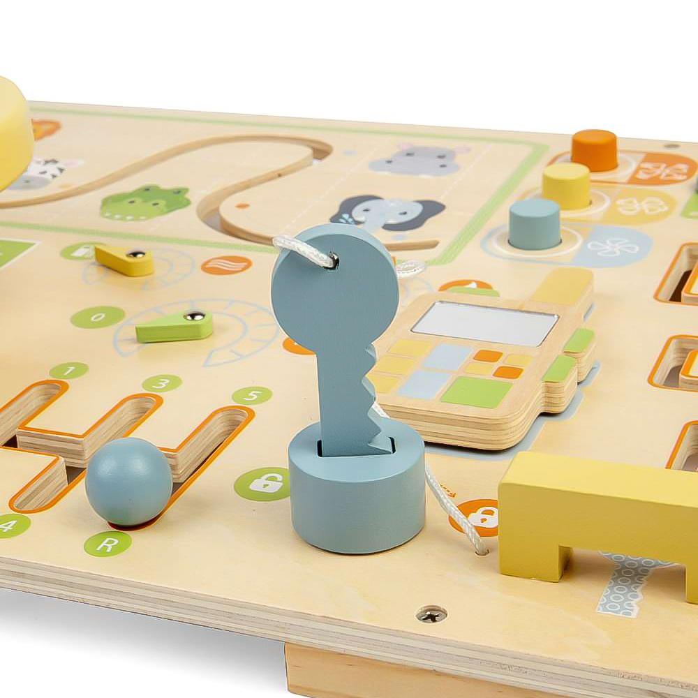 Bigjigs Toys Kids Wooden Jungle Busy Board Montessori Toy Image 5