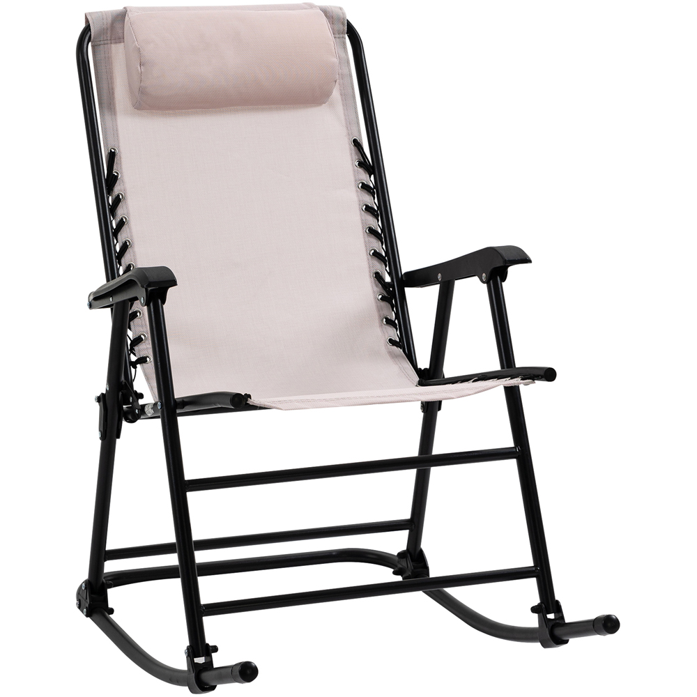 Outsunny Beige Zero Gravity Folding Rocking Chair Image 2
