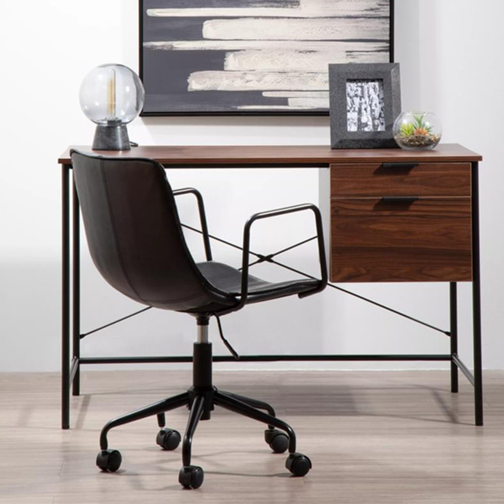 Premier Housewares Branson Black Leather Swivel Office Chair Image 9