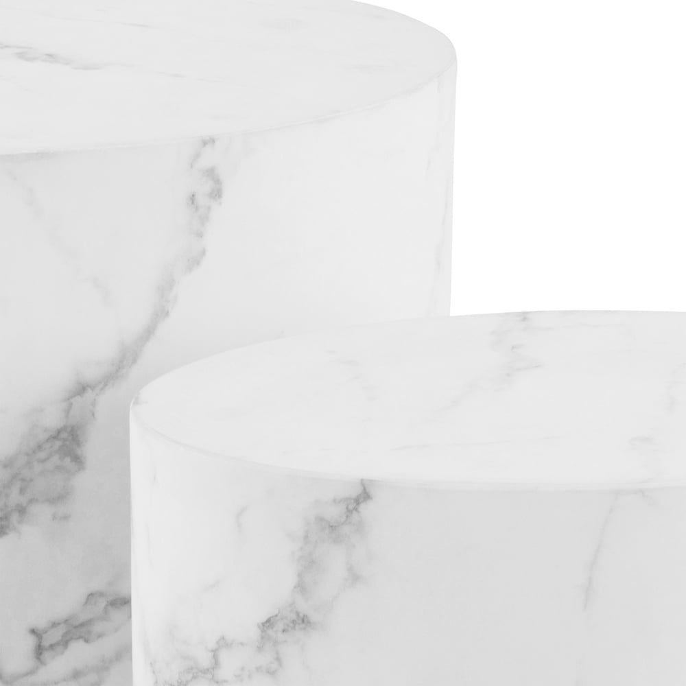 Florence Mice White Marble Effect Oval Coffee Table Set Image 5