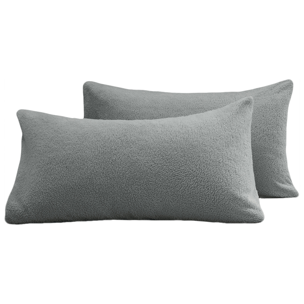 Velosso Silver Teddy Fleece Pillowcase 2 Pack Image 1