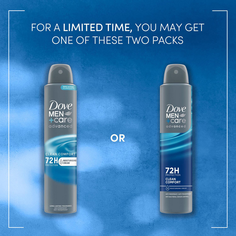 Dove Men+Care Advanced Clean Comfort Anti-Perspirant Deodorant Aerosol 200ml 30 Pack Image 8