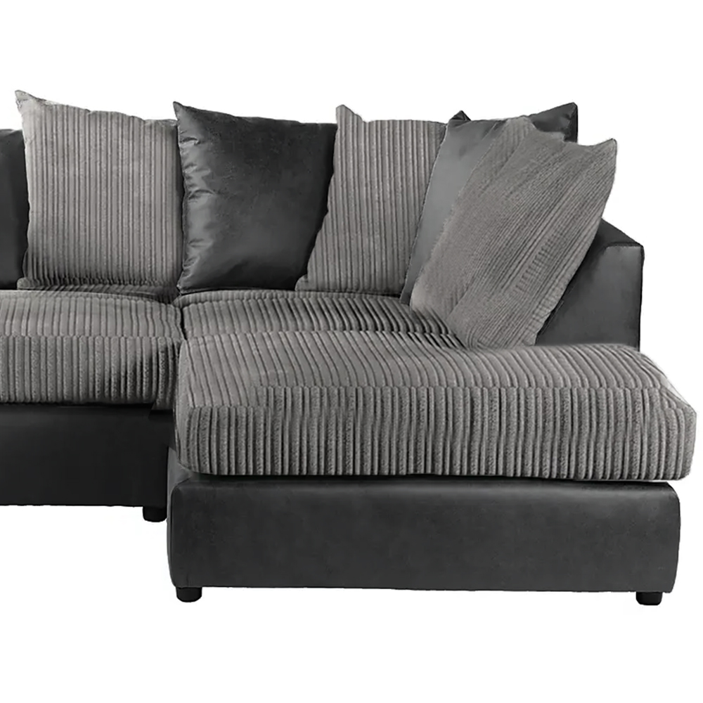 Luxor 4 Seater Black and Grey Jumbo Cord Right Hand Facing Scatter Back L Shaped Corner Sofa Set Image 3