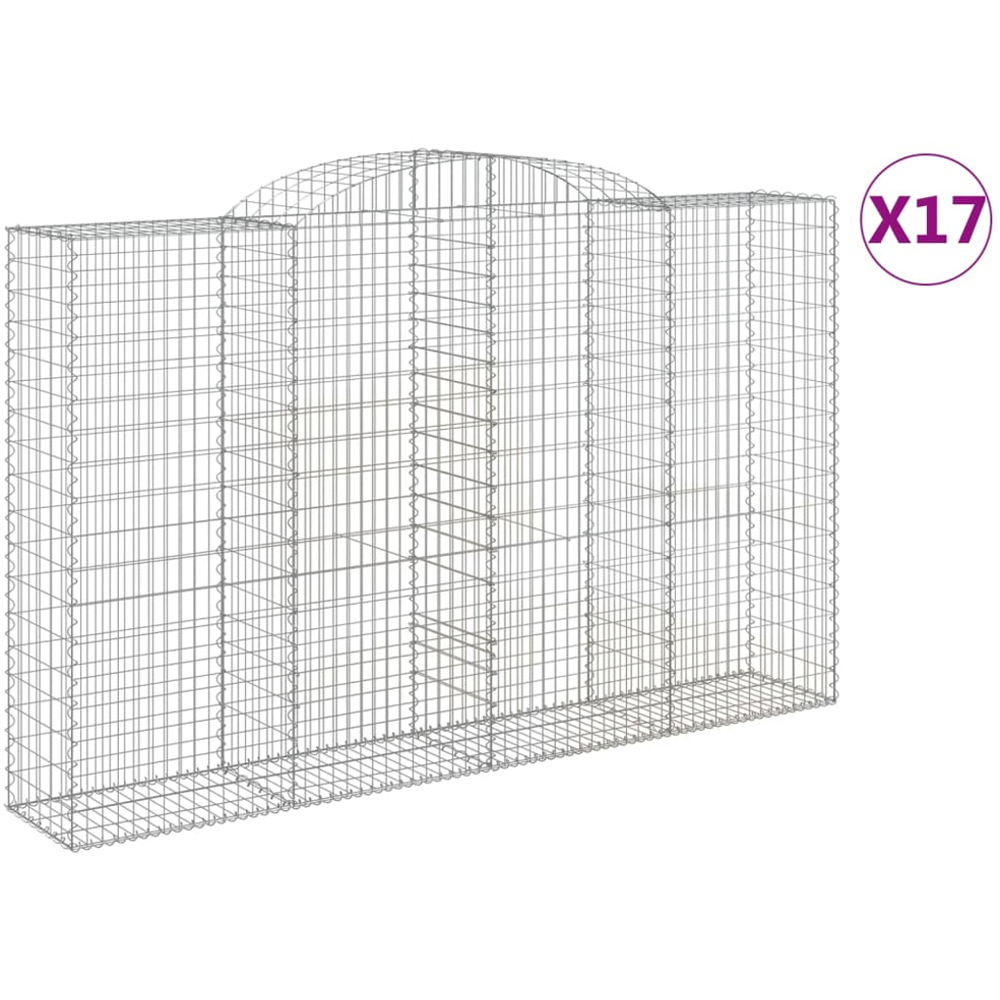 vidaXL Silver Galvanised Iron Arched Gabion Basket 300 x 50 x 180/200cm 17 Pack Image 4