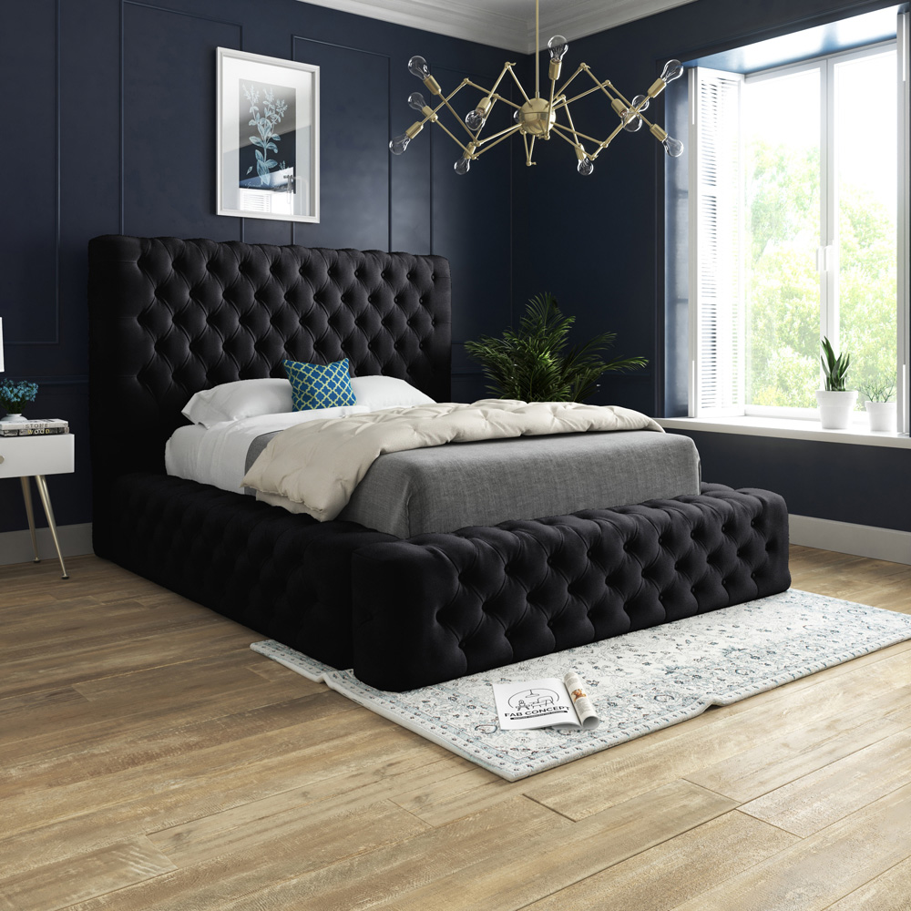DS Living Cambridge Small Double Black Soft Velvet Bed Frame Image 4