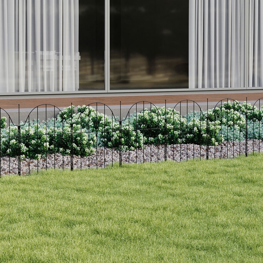 Living and Home 10 Piece Arch Top Metal Garden Fence Image 7