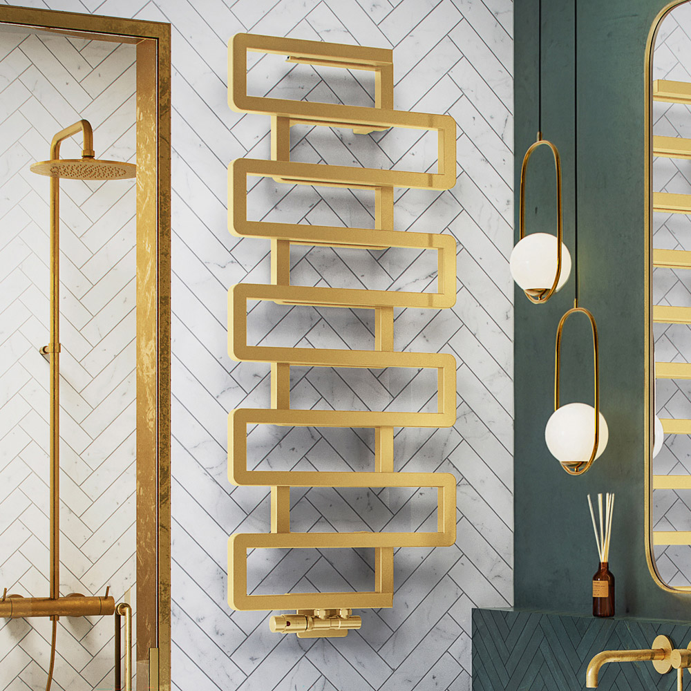 Terma Bookie 2110 BTU Brass Electric Heated Towel Rail 1155 x 500mm Image 2