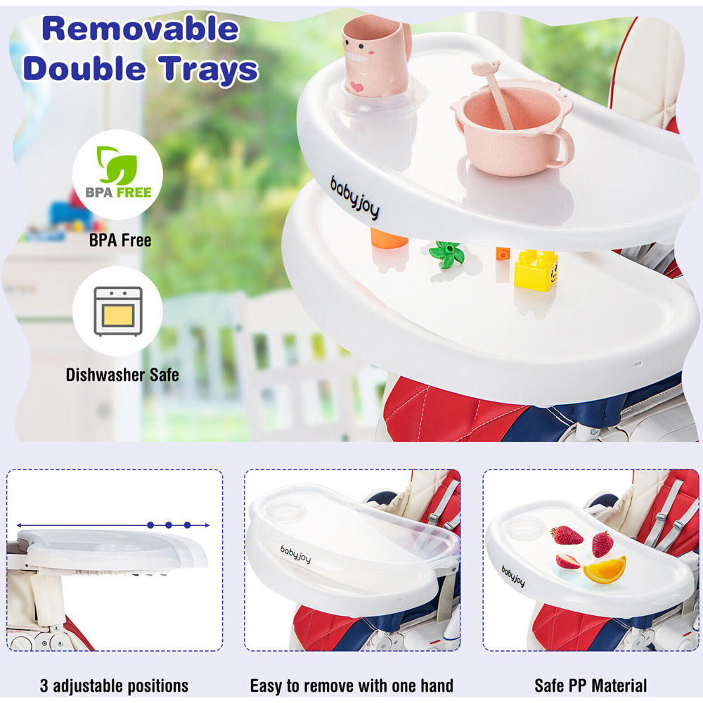 Costway Multicolour Folding Baby Highchair with Removable Tray Image 5