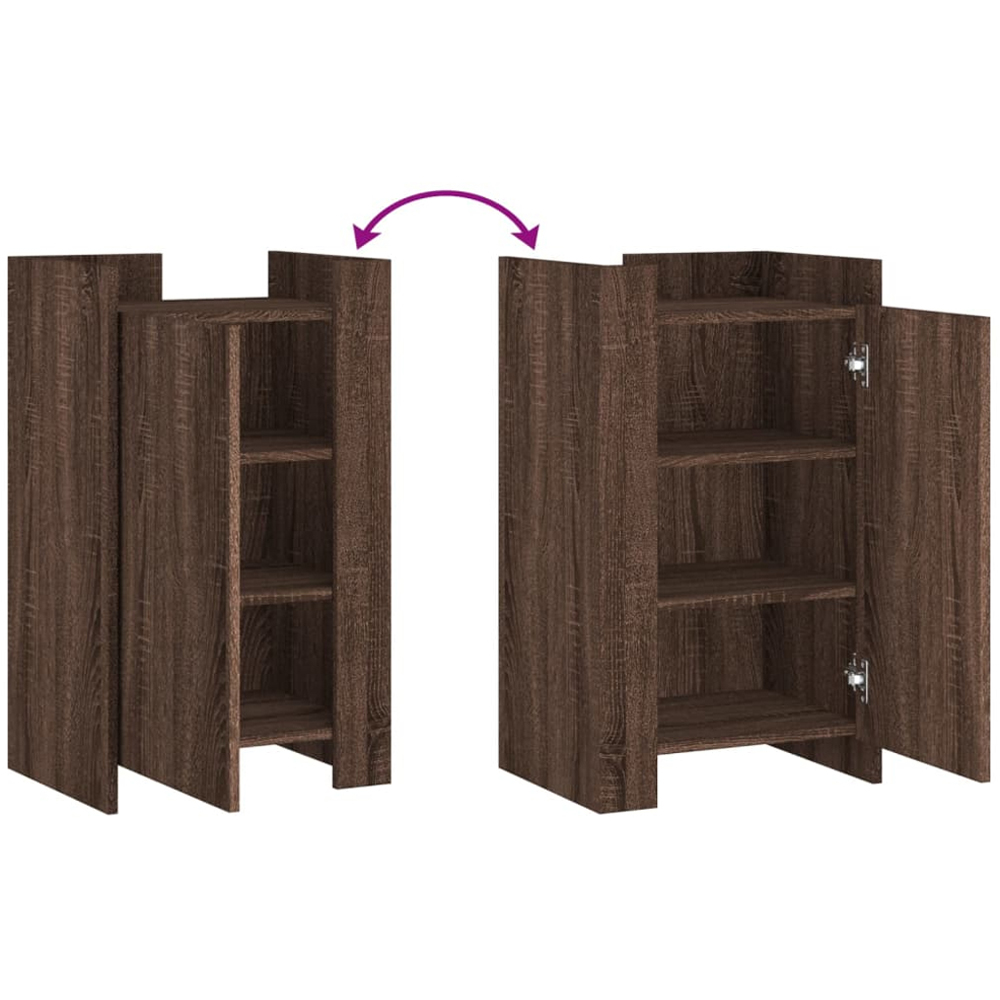 vidaXL Single Door 3 Shelf Brown Oak Sideboard Image 8