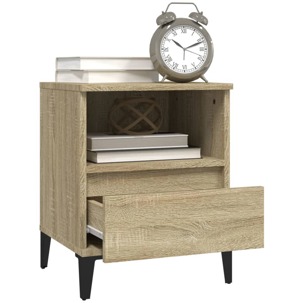 vidaXL Single Drawer Single Shelf Sonoma Oak Wooden Bedside Cabinet Image 5
