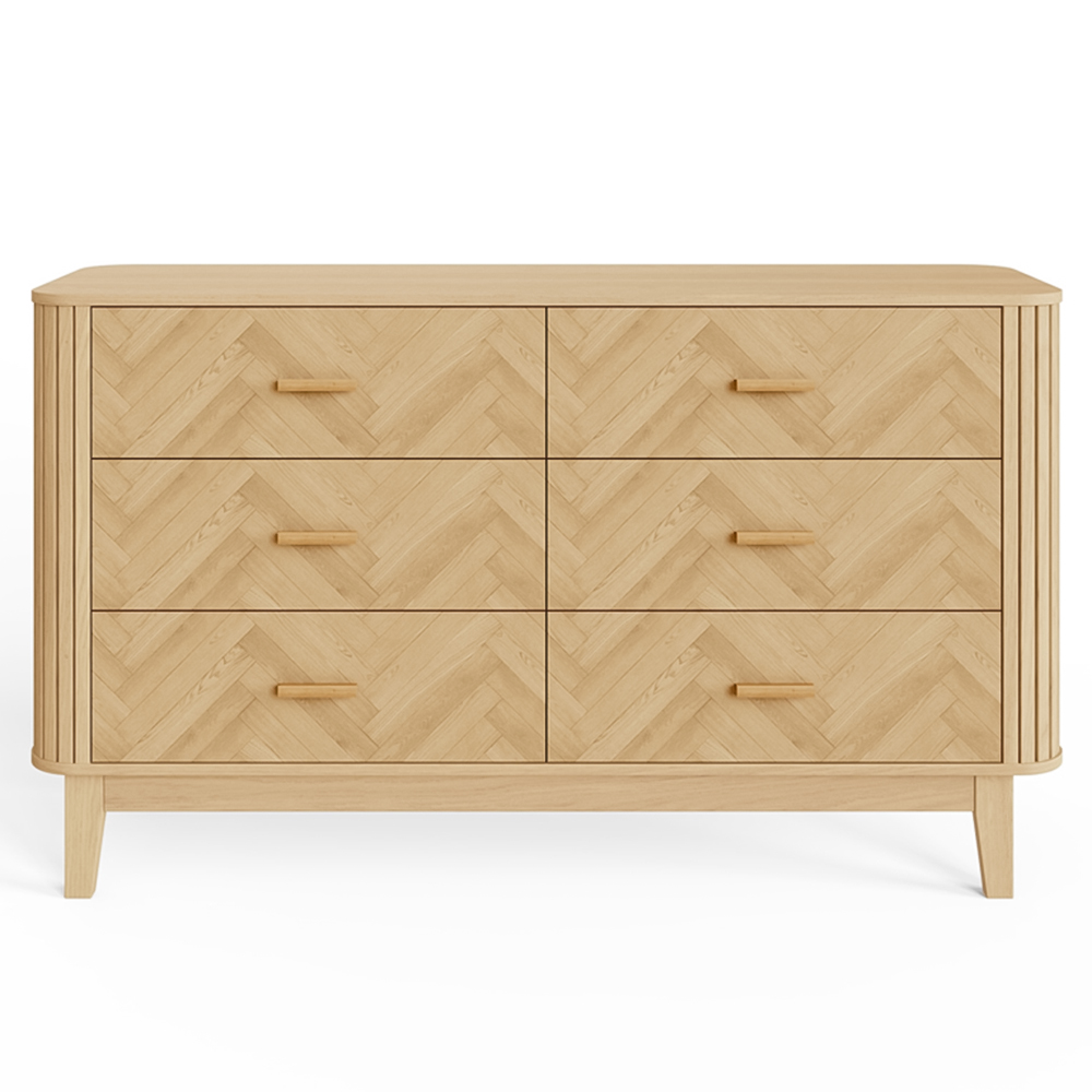 GFW Axel 6 Drawer Oak Chevron Pattern Chest of Drawers Image 3