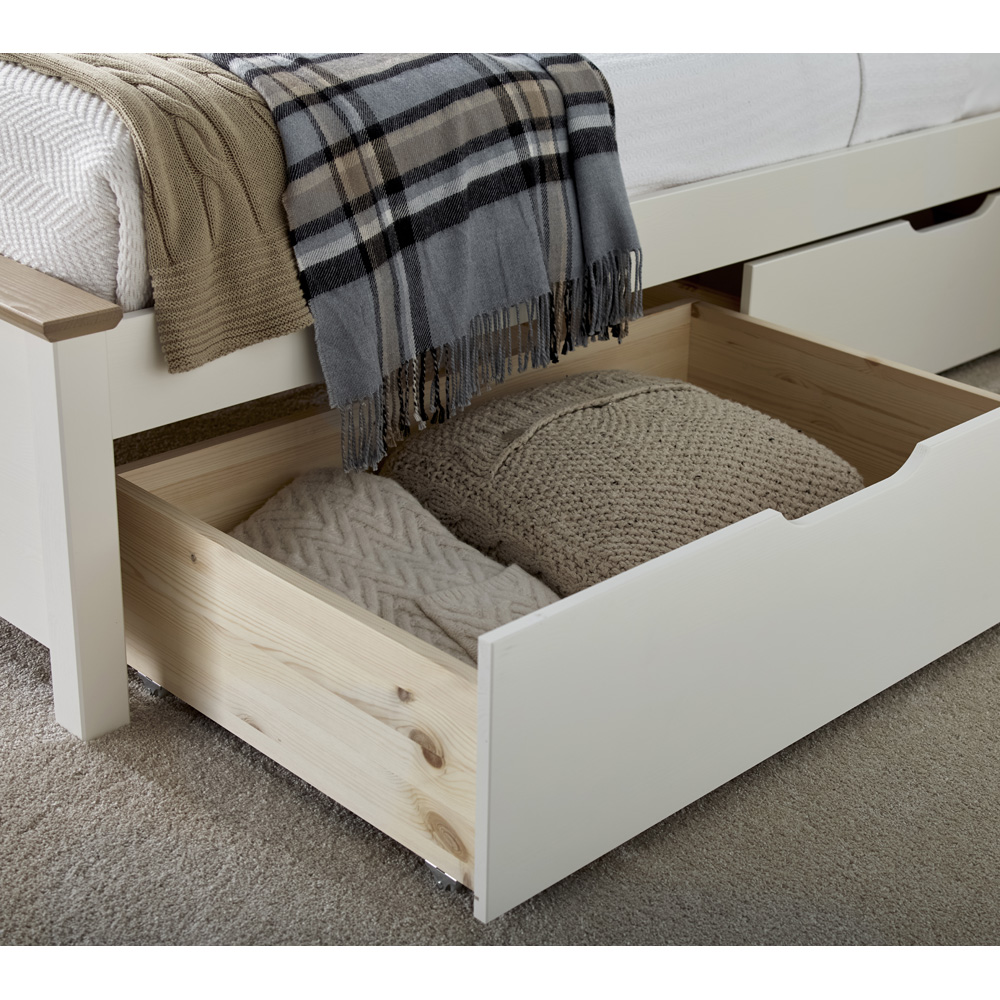 Chester Single Stone White and Oak 2 Drawer Storage Bed Frame Image 3