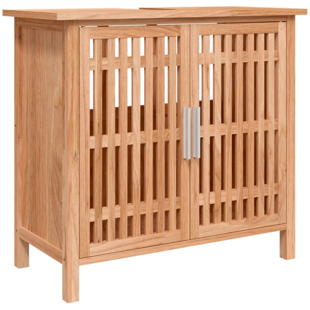 vidaXL 2 Door Solid Wood Walnut Bathroom Sink Cabinet Image 2