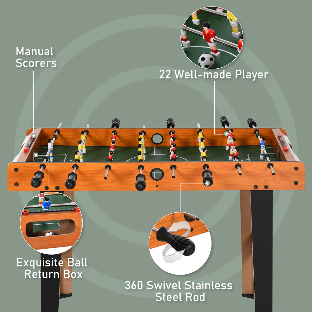 HOMCOM Arcades Game Room Wooden Soccer Football Table with 2 Foosballs Image 7