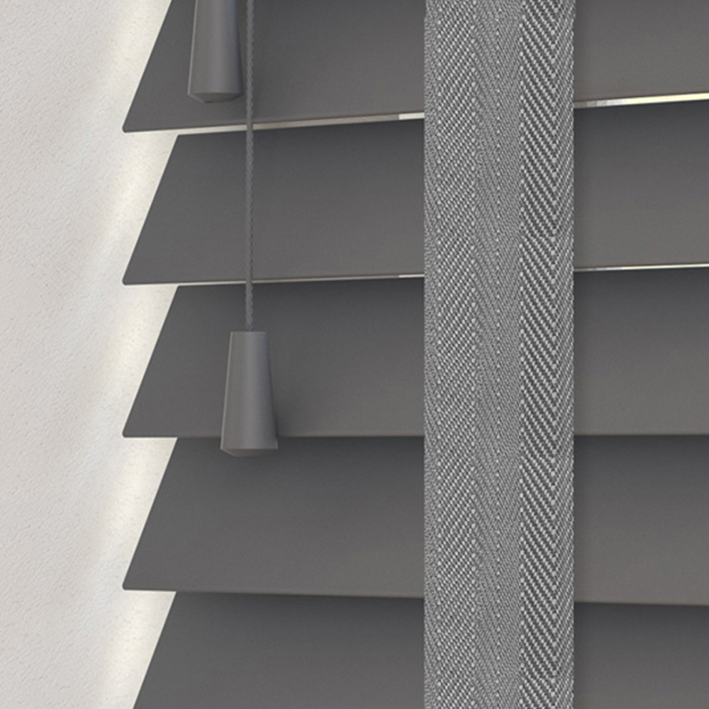 Caecus Real Wood Tape Venetian Blind Dark Grey 105 x 120cm Image 2