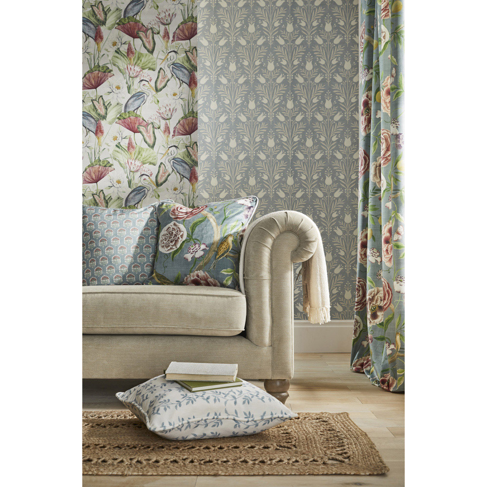 Esselle Home Heritage Tulip Chalky Blue Wallpaper Image 7