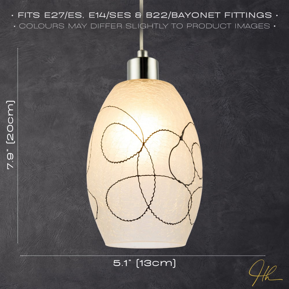 Happy Homewares Frosted White Crackle Glass Pendant Light Shade Image 7