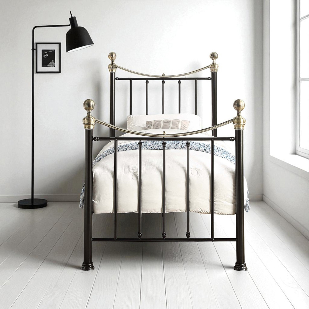 OAT Home Hampstead Single Black and Brass and Black Guest Trundle Metal Bed Image 6