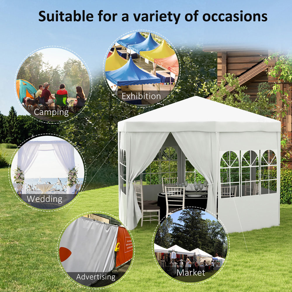 Outsunny 4m White Gazebo Party Tent with 6 Removable Side Walls Image 6